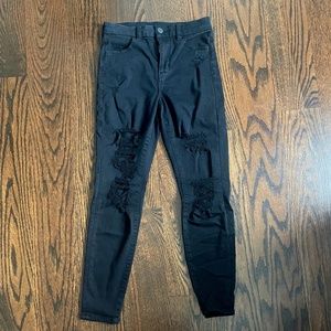 Black Ripped High-Waisted Skinny Jeans